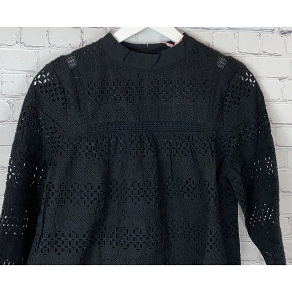 NWT VINEYARD VINES Womens' Mock Neck Eyelet Top Blouse Black Size 6 $128.00 - Picture 3 of 8